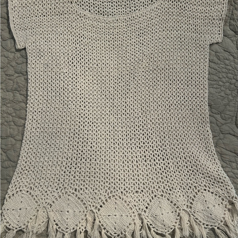 Elegant Cream Crochet Sweater